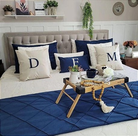 Peseira Decorativa Nervuras com Forro - Azul