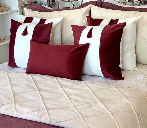 Kit Peseira Suede Luxo Deminas + 2 Porta Travesseiro - Perola