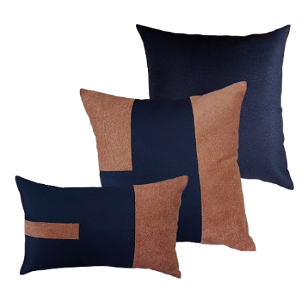 Kit 3 Capas de Almofadas Decorativas Deminas 50x50 - Coleção Indigo