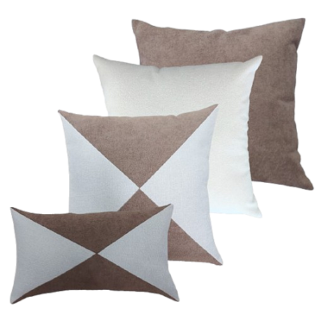 Kit 4 Capas de Almofadas Decorativas Deminas 45x45- Coleção Natural-Marrom