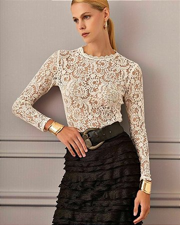Blusa Renda Manga Longa