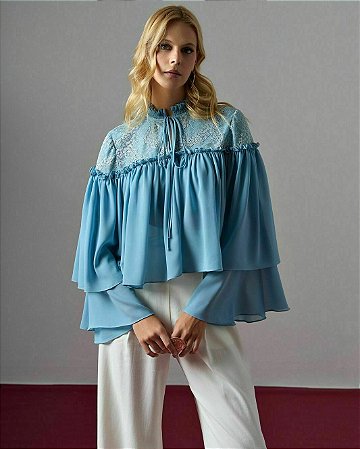 Camisa Renda e Chiffon