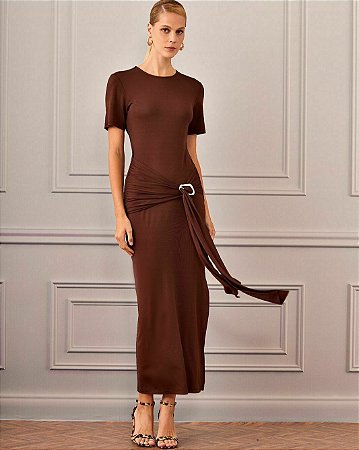 Vestido Jersey Rayon Amarração e Fivela