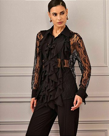 Camisa Renda Babados Busto