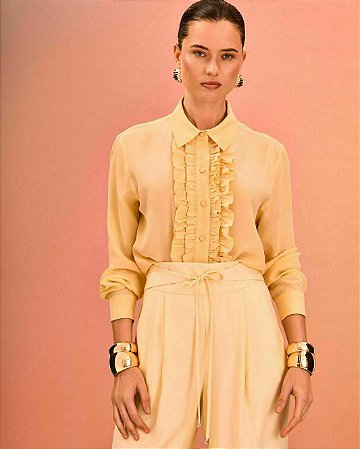 Camisa Babados Crepe Filamento