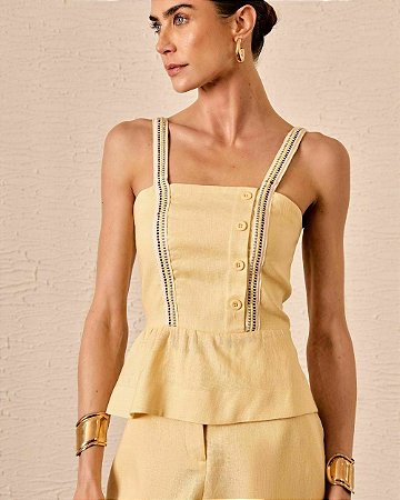 Blusa Linho 100% Peplum