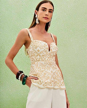 Blusa Peplum Bordada