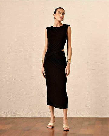 Vestido Jersey Franzido e Recorte