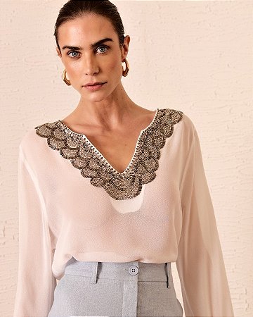 Bata Georgette Bordado Ródio