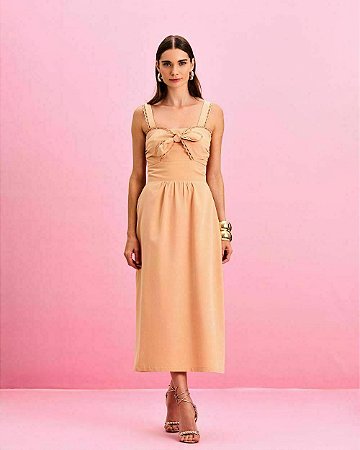 Vestido Linho Laço Busto