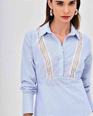 Camisa Tricoline com Renda