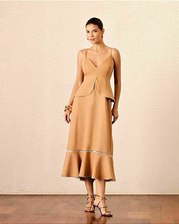 Vestido Midi em Linho Basque
