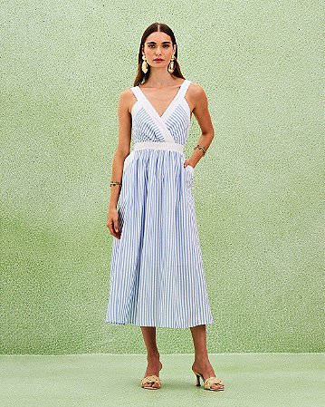 Vestido Tricoline Listrado