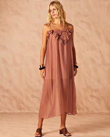 Vestido Organza Busto Renda