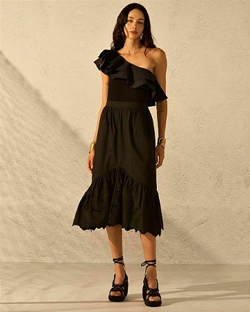 Saia Tricoline Bordado Richelieu