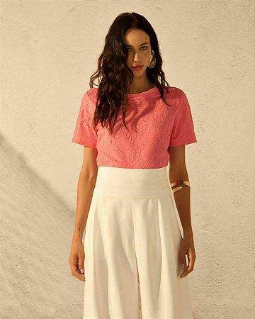 Camiseta Renda com Malha
