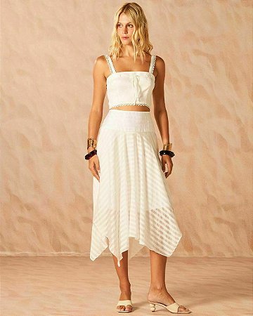 Saia Midi Pontas Textura Listrada