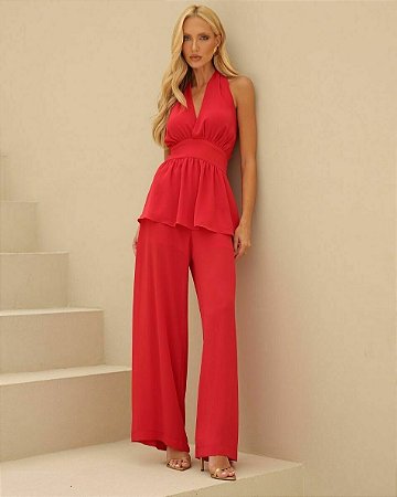 Conjunto Blusa Frente Única e Calça Pantalona