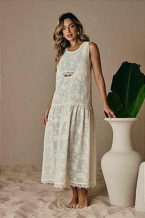 Vestido Bordado com Sobreposição