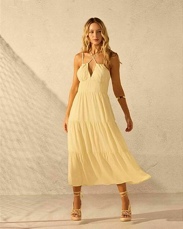Vestido Longo Chiffon Liso