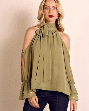 Camisa Chiffon Laço