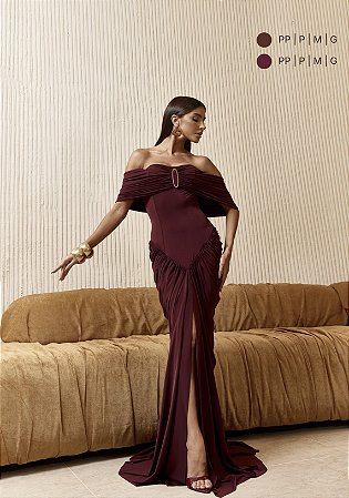 Vestido Longo Jersey Ombro