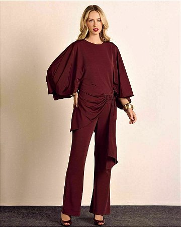 Conjunto Jersey Drapeado Assimétrico