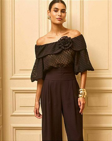 Blusa Ombro a Ombro Flor Poá