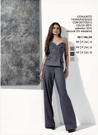 Conjunto Transpassado com Botões e Calça