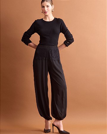 Calça Aladim Chiffon e Renda