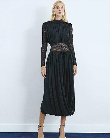 Vestido Jersey com Renda