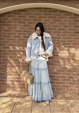 Jaqueta Jeans Forrada com Pelo