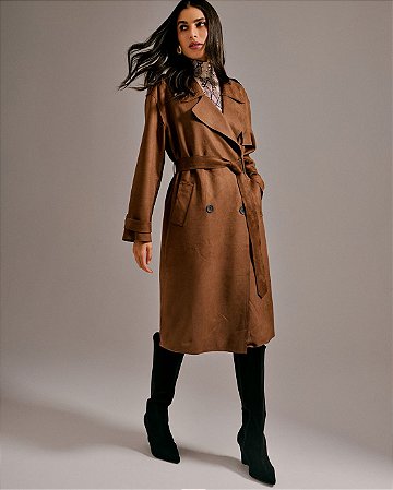 Trench Coat Suede Longo