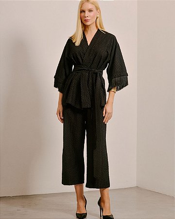 Conjunto Kimono e Calça Franjas