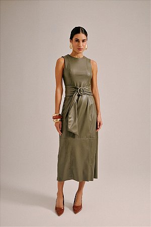 Vestido Couro Cinto