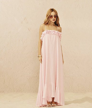 Vestido Linho Babados Busto