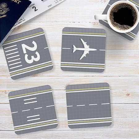 Kit com 4 Porta Copos Acrílico Pista Aviação
