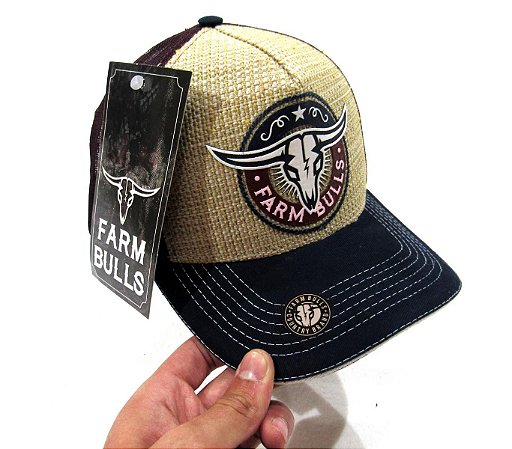 Boné Farm Bulls Individual De Aba Curva Palha Com Azul Fechamento Em  Snapback E Telinha Original - Couros Allas