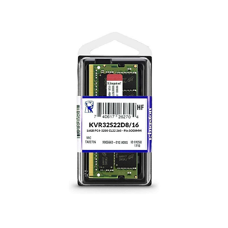 Memória Notebook 16GB DDR4 3200 Sodimm Kingston - KVR32S22S8/16