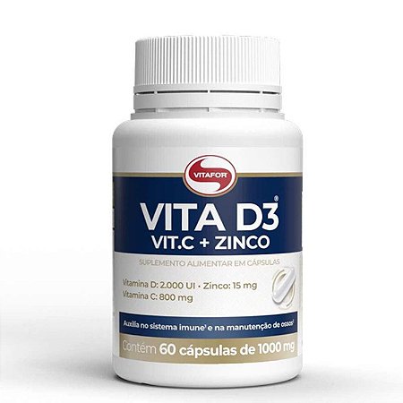 VITA D3 + VIT.C + ZINCO 60caps 1000mg - VITAFOR