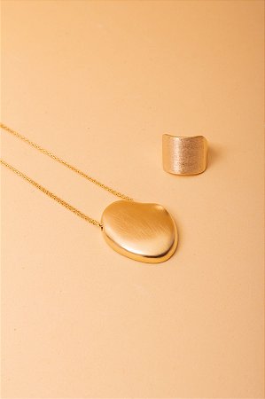 Corrente Dupla com Pingente Oval Fosco