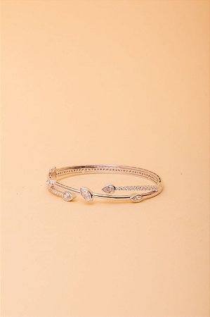 Bracelete Rd Branco Folhas e Gotas
