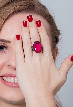 Anel Luxo Cristal Rubi