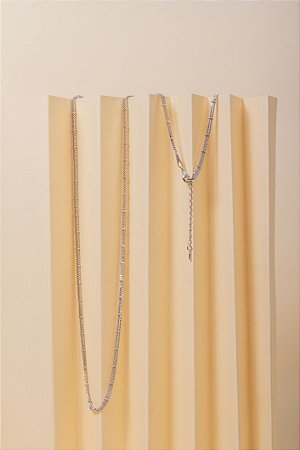 Corrente Ródio Branco Dupla Longa