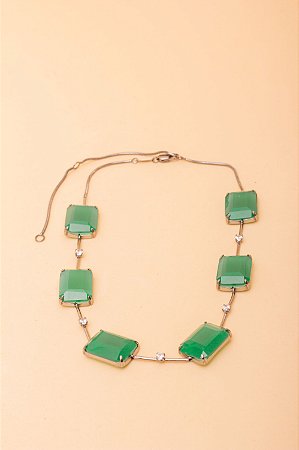 Colar Rd Negro Cristal Esmeralda