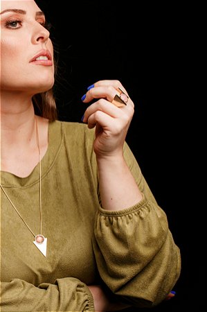 Anel Ouro Cristal Rosa Claro