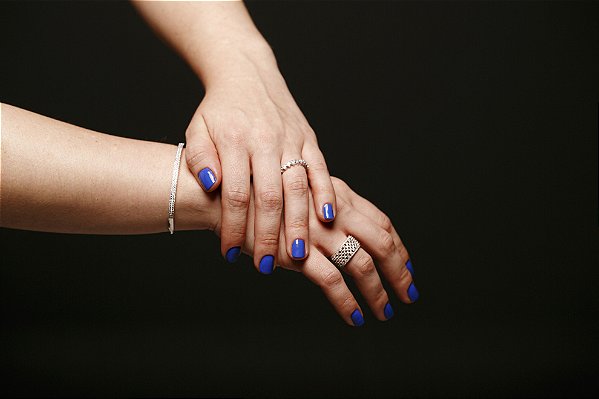 Anel Prata Zircônias Xadrez