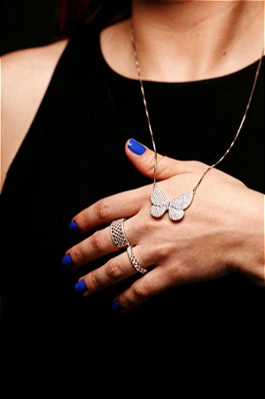 Corrente comprida Borboleta Brilhante