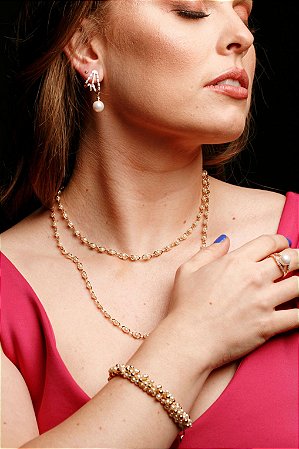 Brinco Pérola Brilho Ao Longo