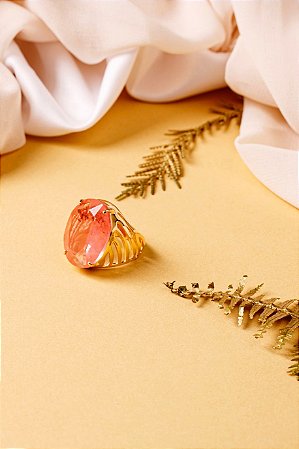 Anel Base Listras Ouro Cristal Salmão